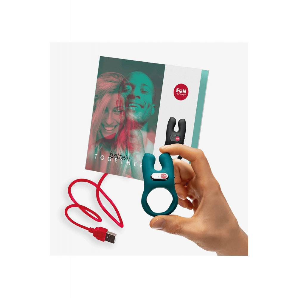 Эрекционные кольца с вибрацией - Эрекционное виброкольцо Fun Factory Nos бирюзовое, 8 см 6