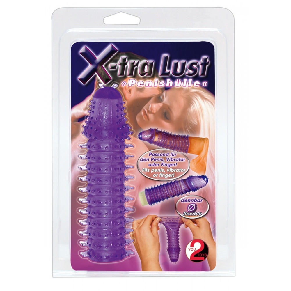 Секс игрушки - Фиолетовая насадка на член с усиками и закрытой головкой 1