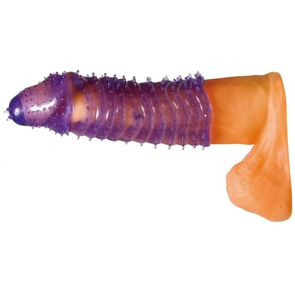 Секс игрушки - Фиолетовая насадка на член с усиками и закрытой головкой 4