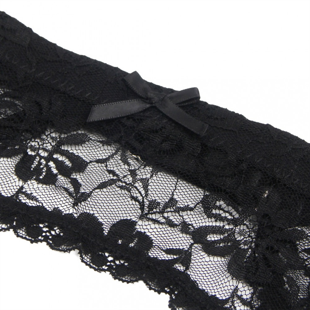 Різне - Комплект пояс для панчіх з трусиками StarNight мереживний, чорний, XS-S 3