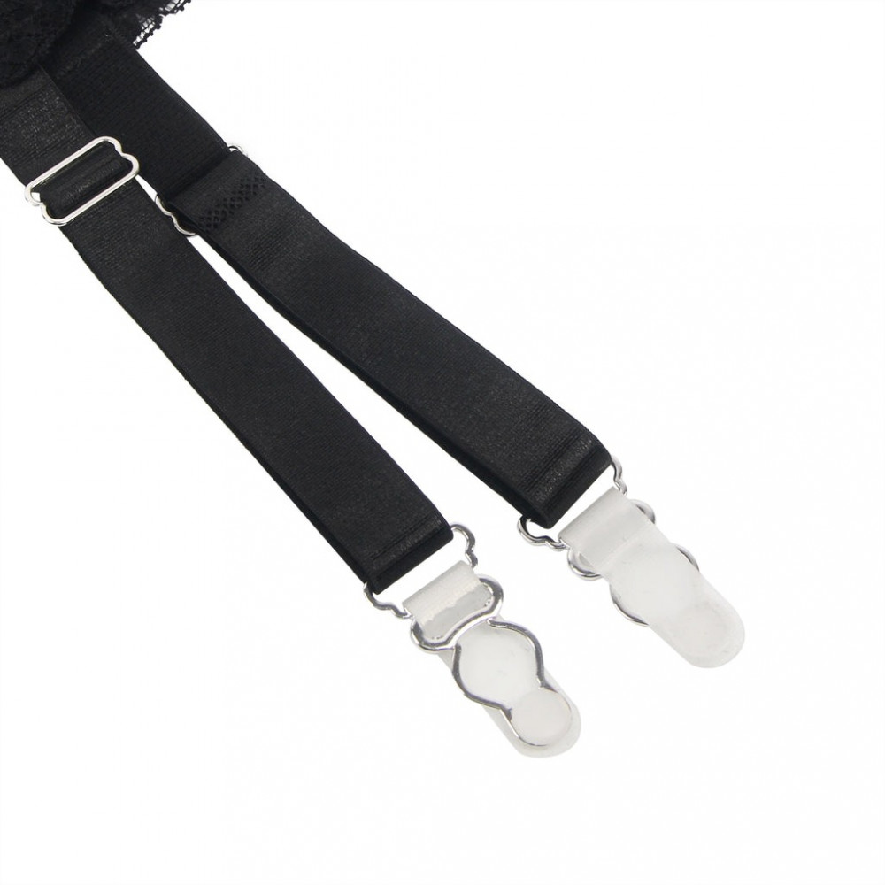 Різне - Комплект пояс для панчіх з трусиками StarNight мереживний, чорний, XS-S 5