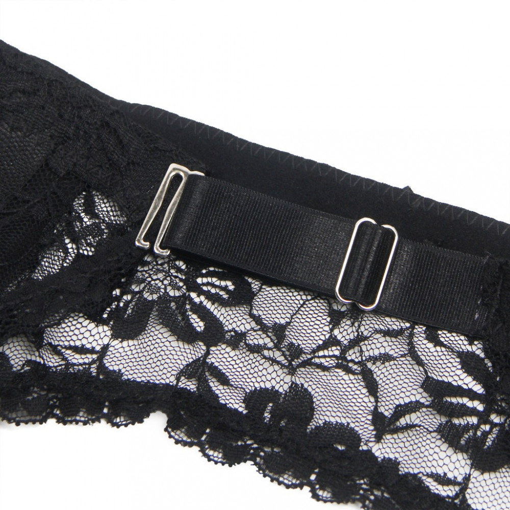 Різне - Комплект пояс для панчіх з трусиками StarNight мереживний, чорний, XS-S 4