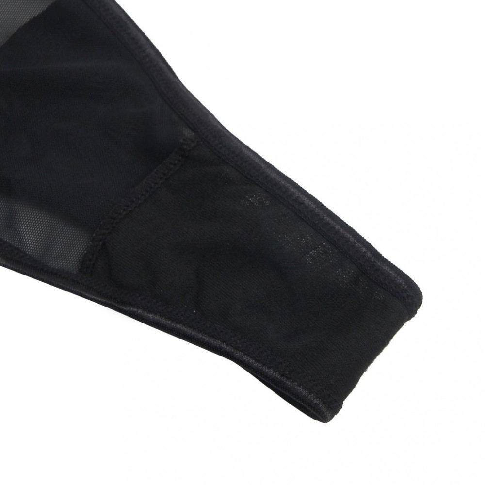 Різне - Комплект пояс для панчіх з трусиками StarNight мереживний, чорний, XS-S 6