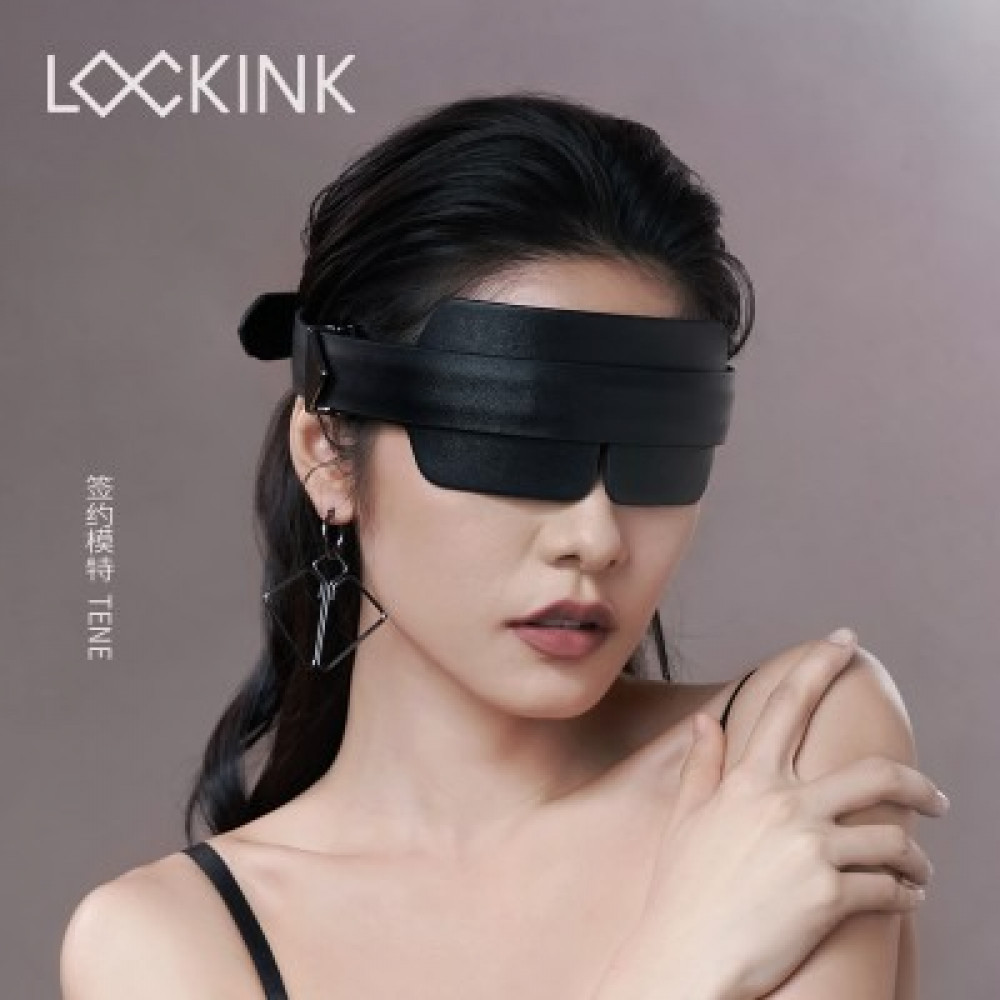 БДСМ игрушки - Маска кожаная на глаза Черная Lockink 3