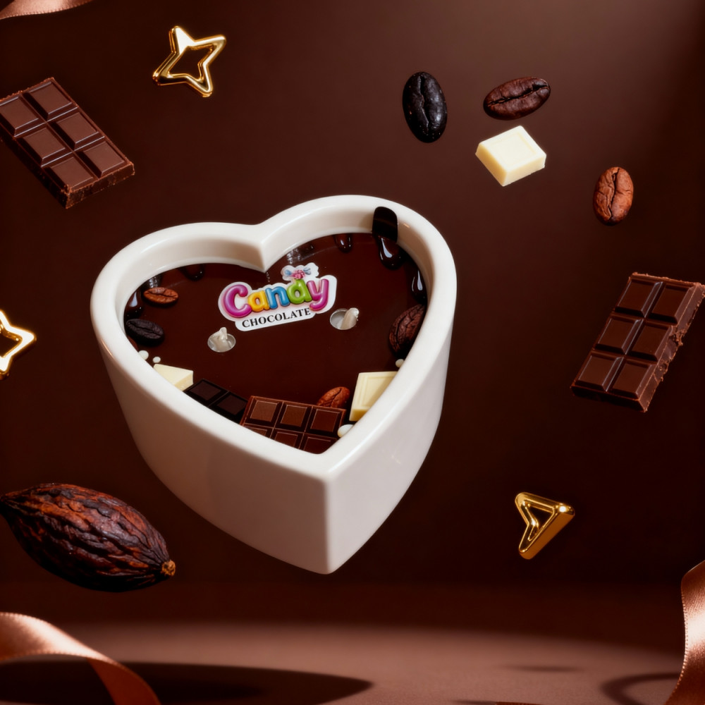 Для масажу - Масажна свічка з ароматом шоколаду Candy Chocolate у формі серця, 70 мл 5