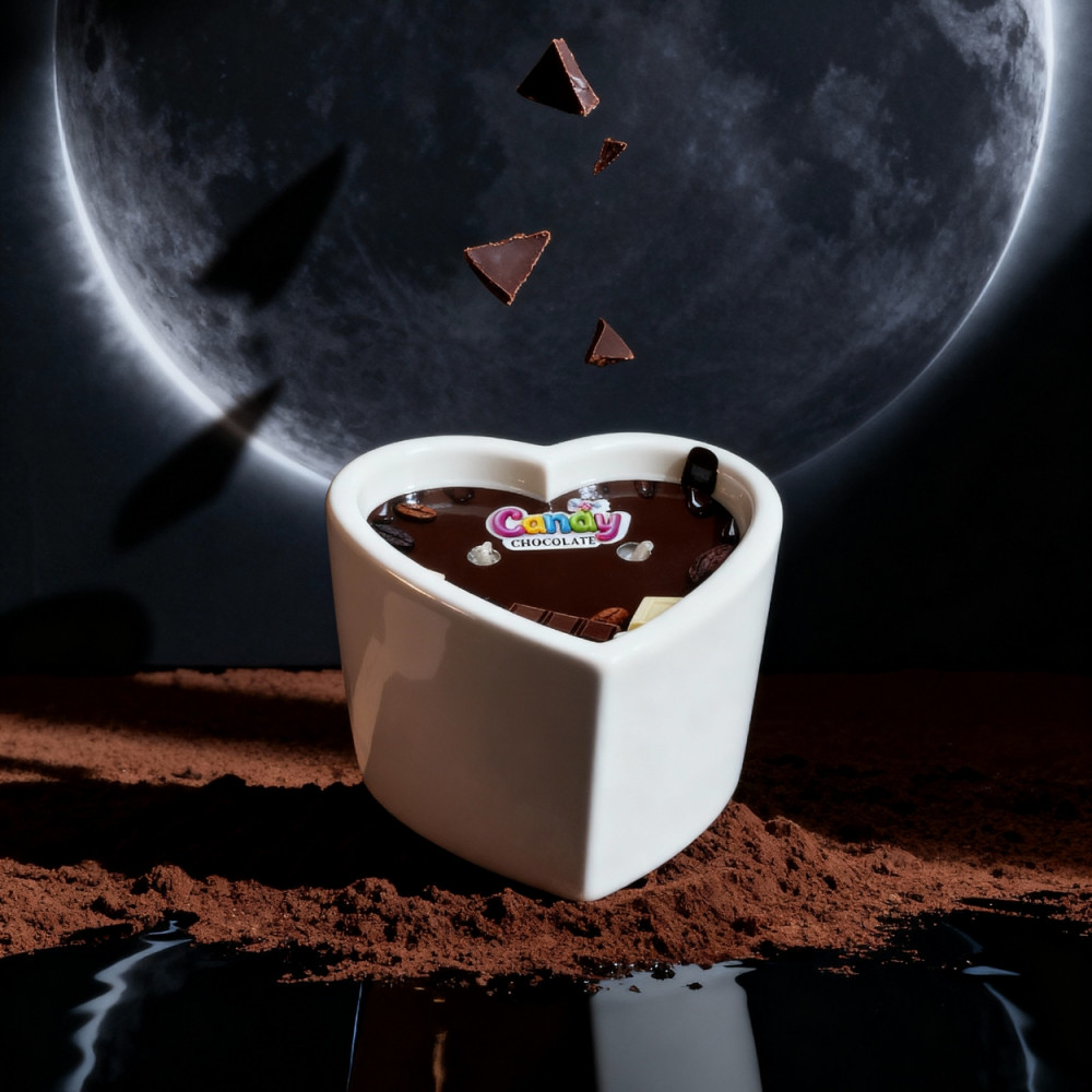 Для масажу - Масажна свічка з ароматом шоколаду Candy Chocolate у формі серця, 70 мл 8