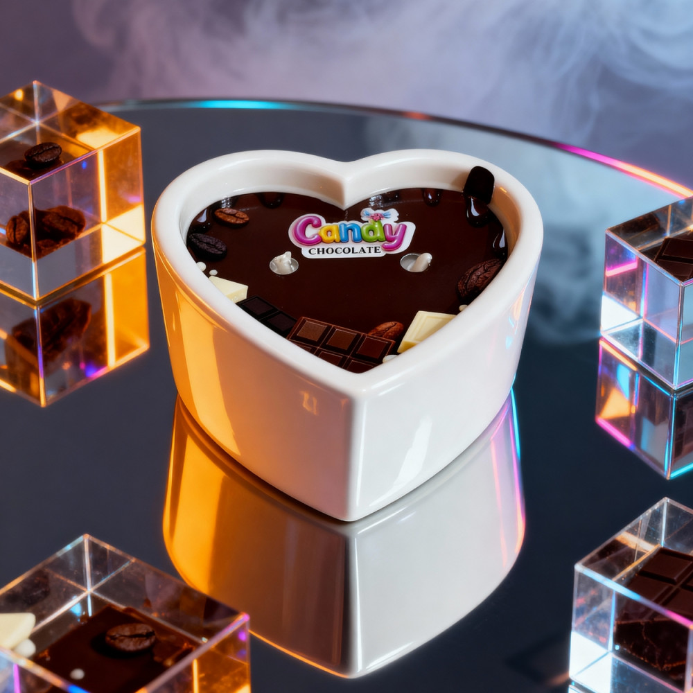 Для масажу - Масажна свічка з ароматом шоколаду Candy Chocolate у формі серця, 70 мл 7