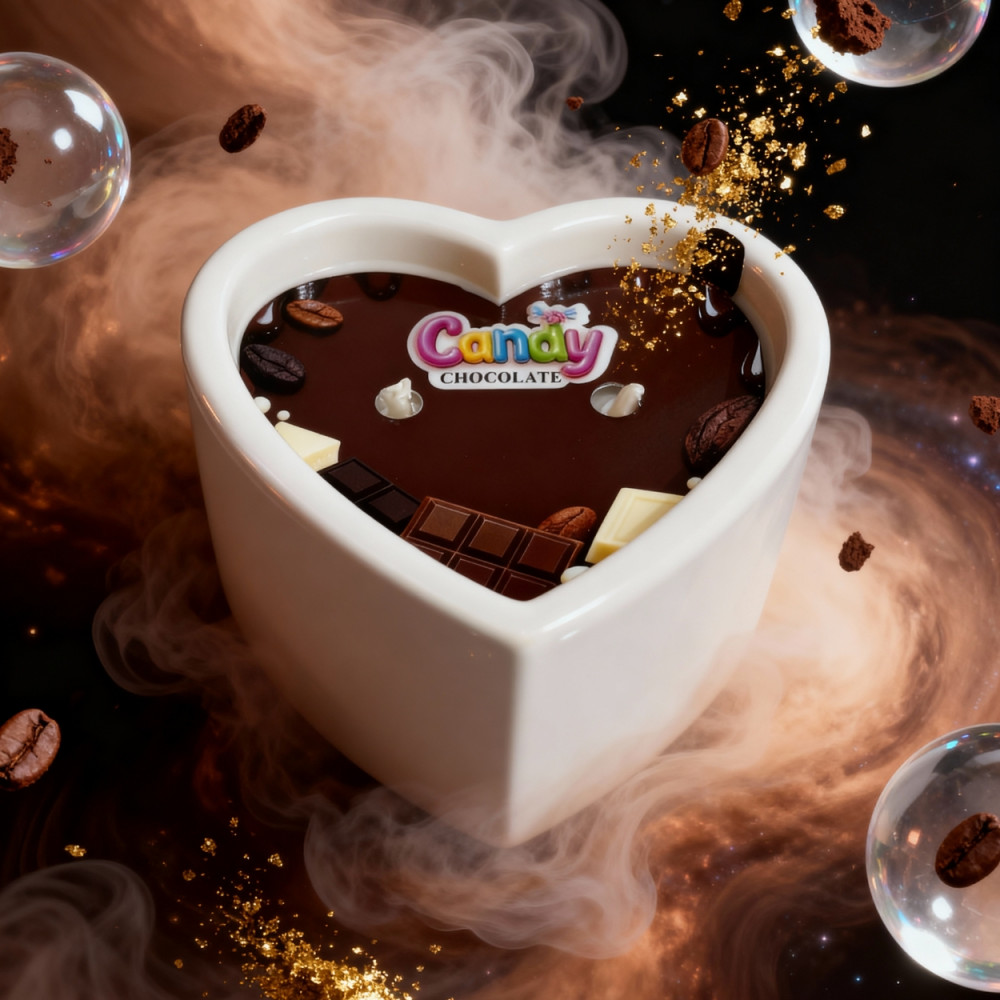 Для масажу - Масажна свічка з ароматом шоколаду Candy Chocolate у формі серця, 70 мл 6