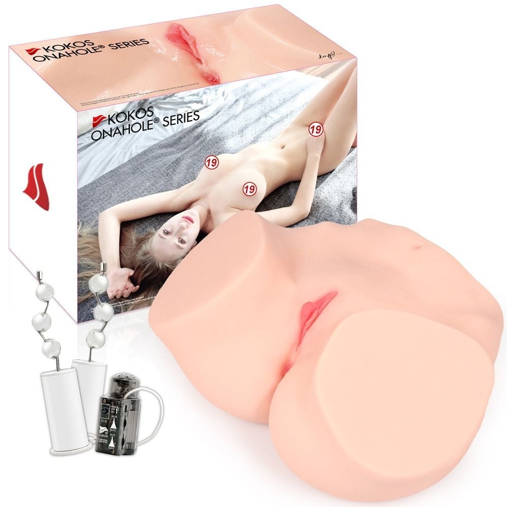 Секс игрушки - Мастурбатор полуторс вагина+анус с вибрацией двошарова KOKOS HANNA