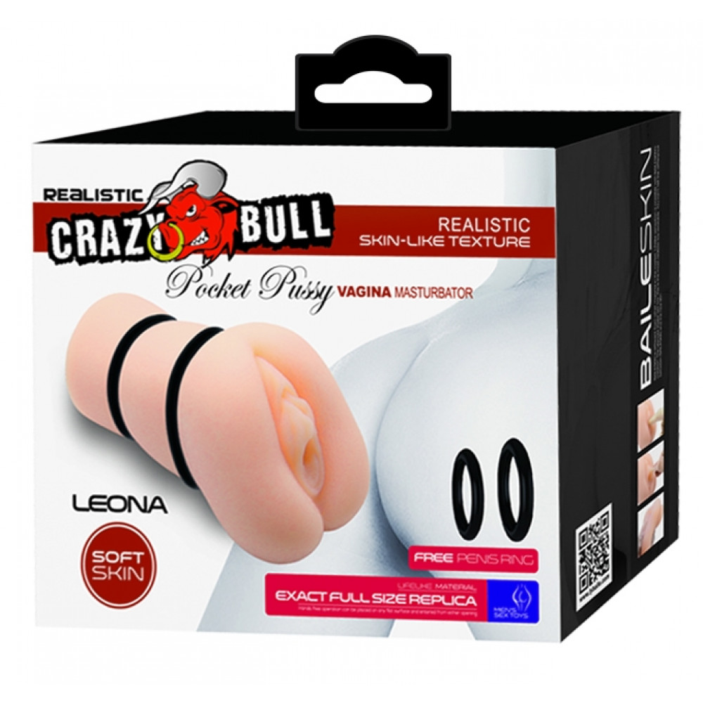 Мастурбаторы вагины - Мастурбатор-вагина Crazy Bull - LEONA Pocket Pussy vagina, BM-009225NH 1