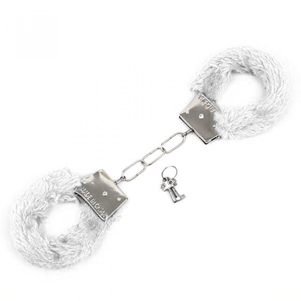 Наручники и ограничения - Наручники металлические DS Fetish с белым мехом 1