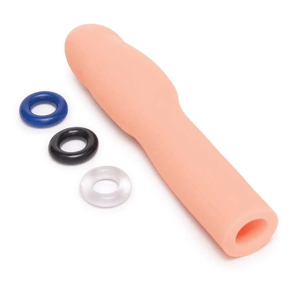 Різне - Насадка на пеніс Size-Up Penis Extender з 3 ерекційними кільцями в наборі, бежева 1