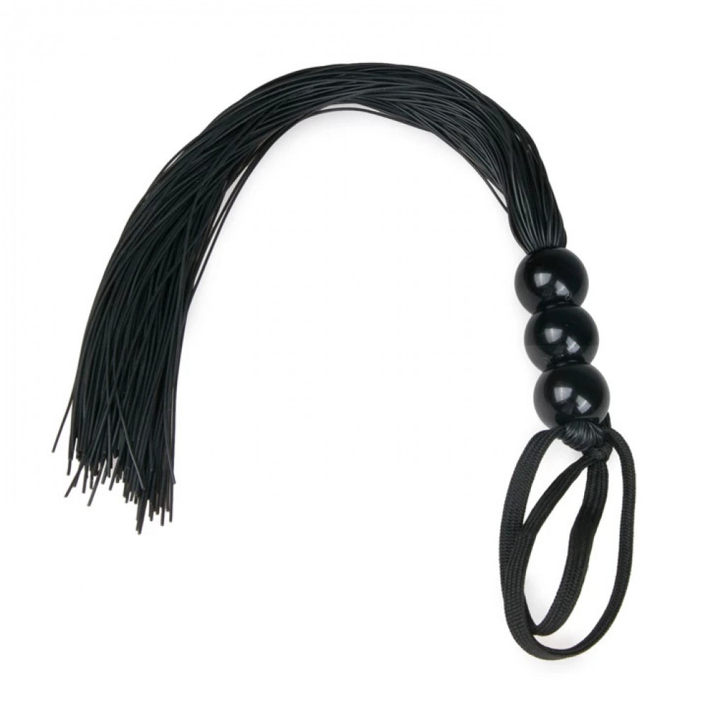 Плети, стеки, флоггеры, тиклеры - Плетка силиконовая Easytoys Black Silicone Whip, 32 см