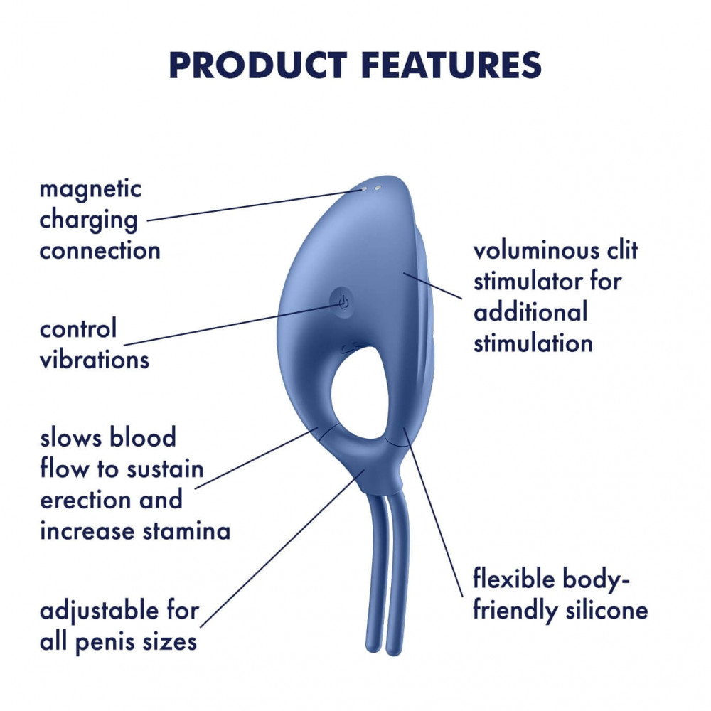 Разное - Регулируемое эрекционное кольцо Satisfyer Swordsman Camouflage с вибрацией, голубое 6