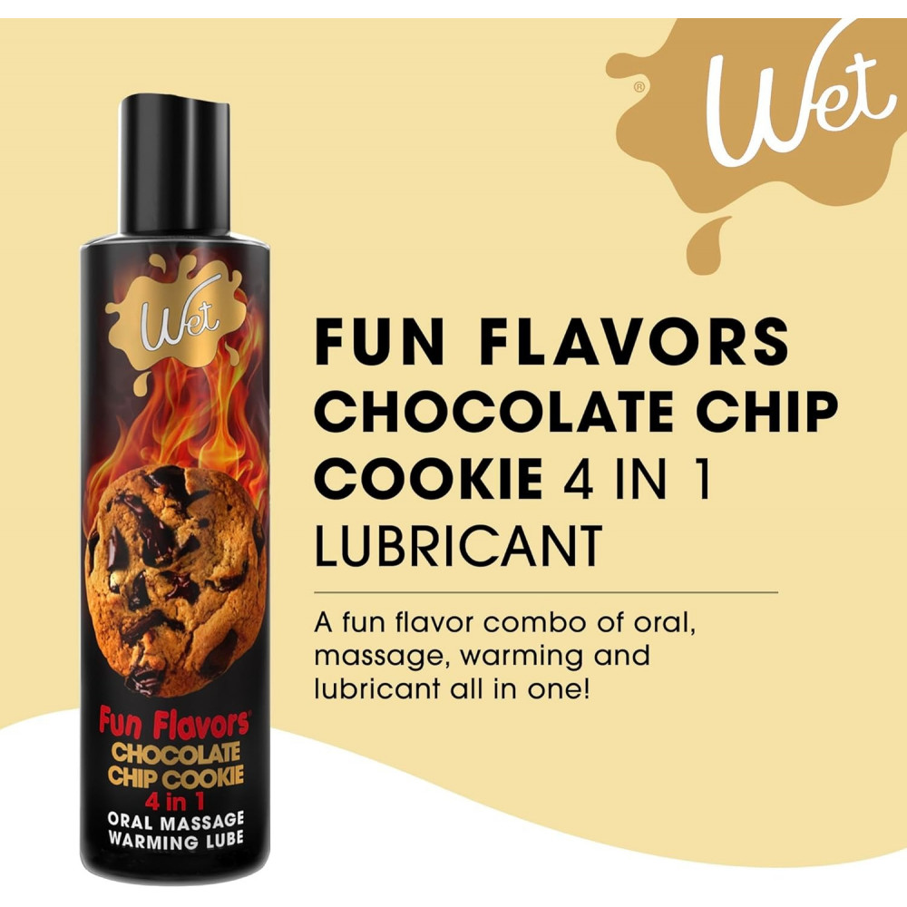 Оральні змазки - Їстівний лубрикант 4 в 1 WET Chocolate Chip Cookie зі смаком печива з шоколадною крихтою, 89 мл 1