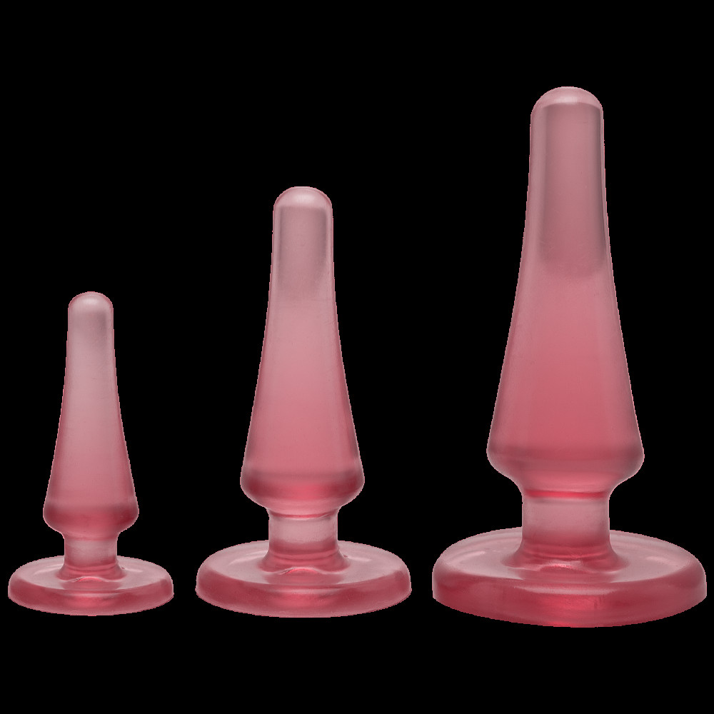 Наборы анальных пробок - Набор анальных пробок Doc Johnson Crystal Jellies - Pink, макс. диаметр 2см - 3см - 4см