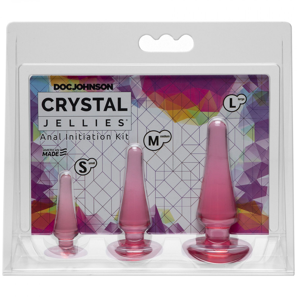 Наборы анальных пробок - Набор анальных пробок Doc Johnson Crystal Jellies - Pink, макс. диаметр 2см - 3см - 4см 1