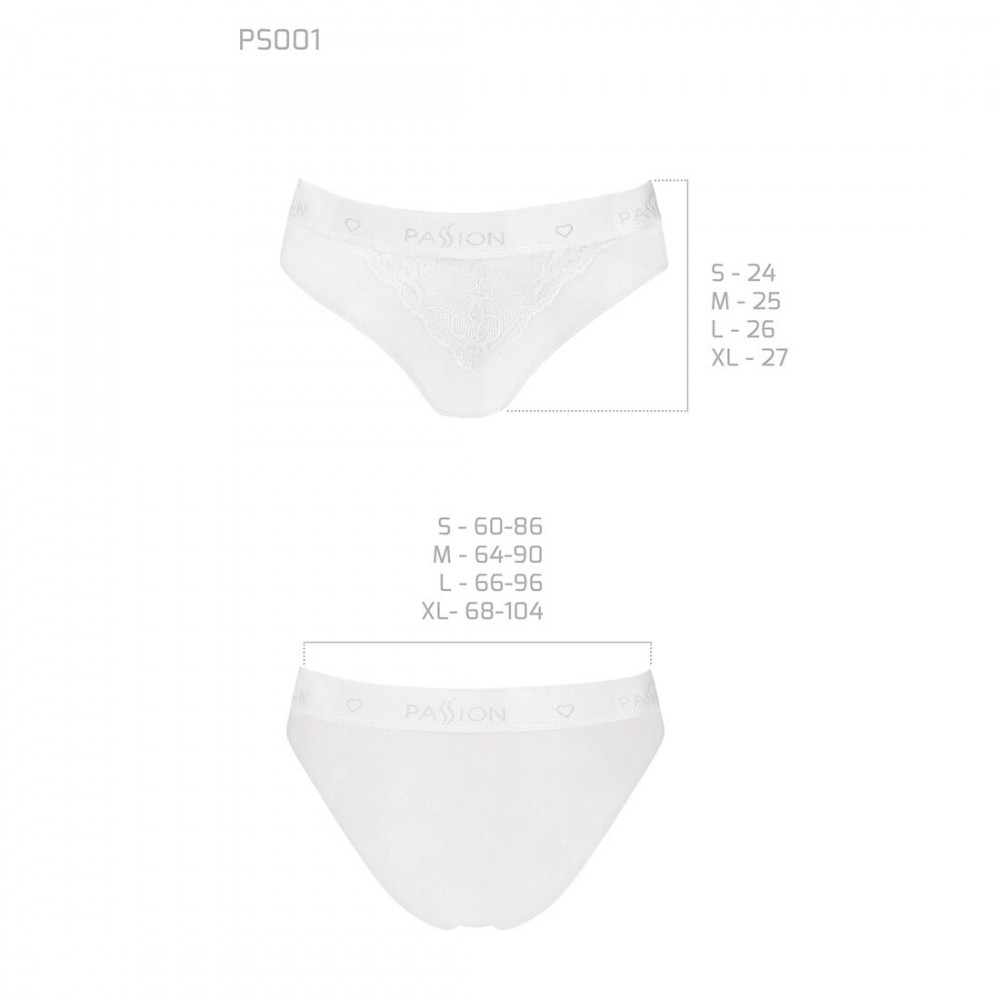 Эротические комплекты - Трусики с широкой резинкой и кружевом Passion PS001 PANTIES white, size L 1