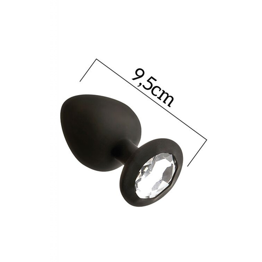 Анальная пробка - Анальная пробка с кристаллом MAI Attraction Toys №49 Black, длина 9,5см, диаметр 4см