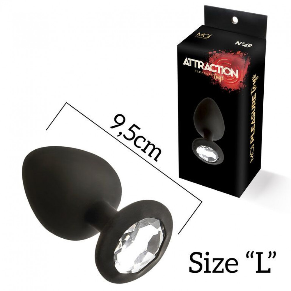 Анальная пробка - Анальная пробка с кристаллом MAI Attraction Toys №49 Black, длина 9,5см, диаметр 4см 2
