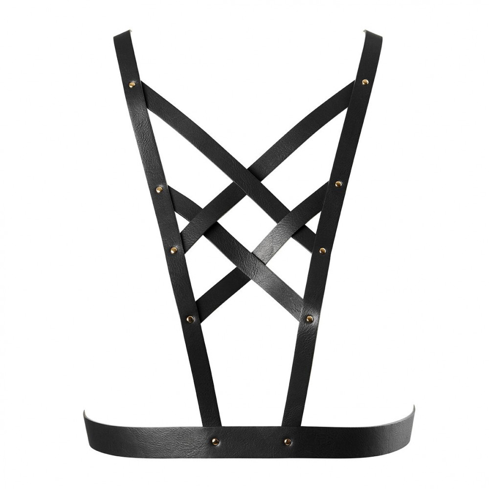 Чокеры, портупеи - Портупея из экокожи Bijoux Indiscrets Maze – Cross Cleavage Harness Black