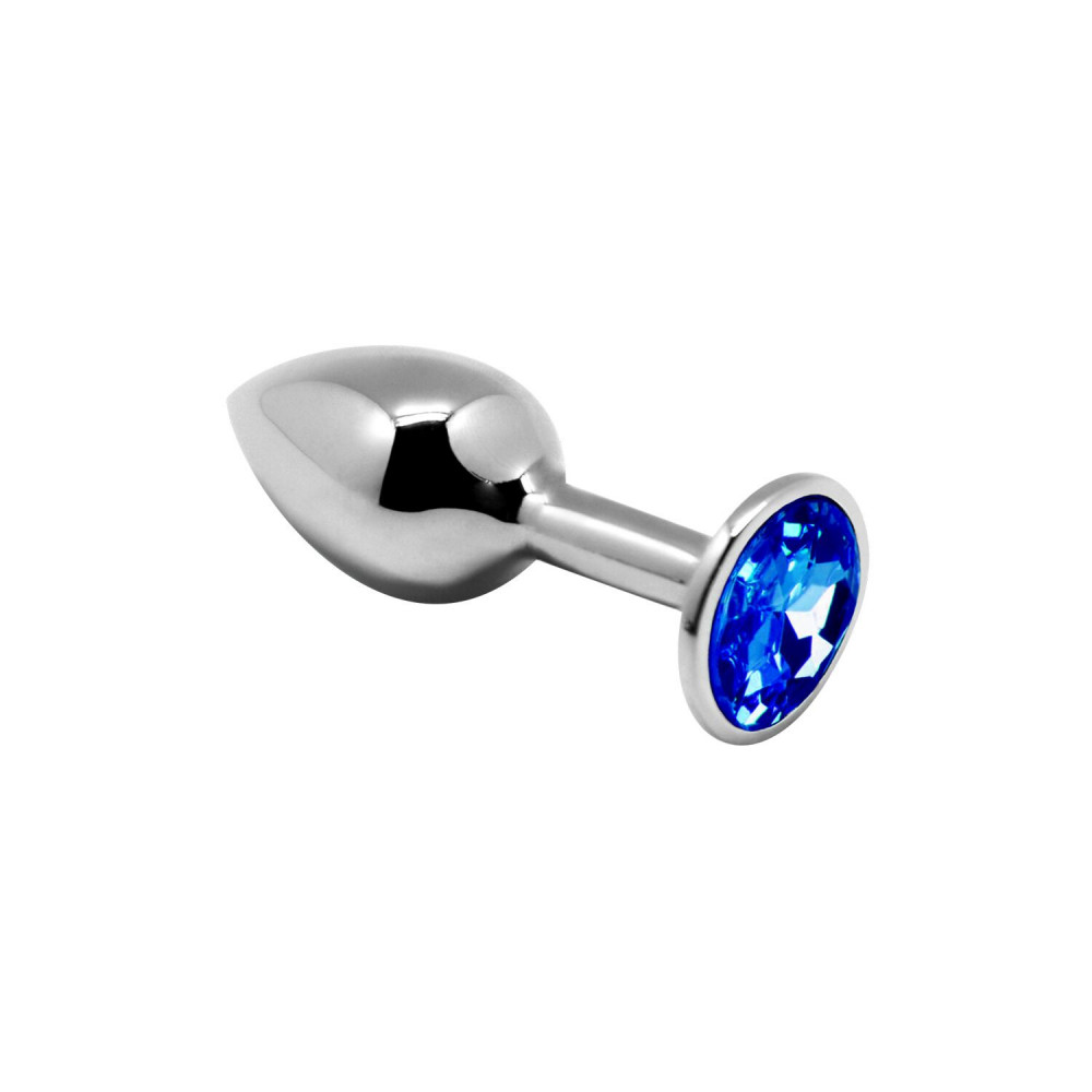 Анальная пробка - Металлическая анальная пробка с кристаллом Alive Mini Metal Butt Plug Blue S