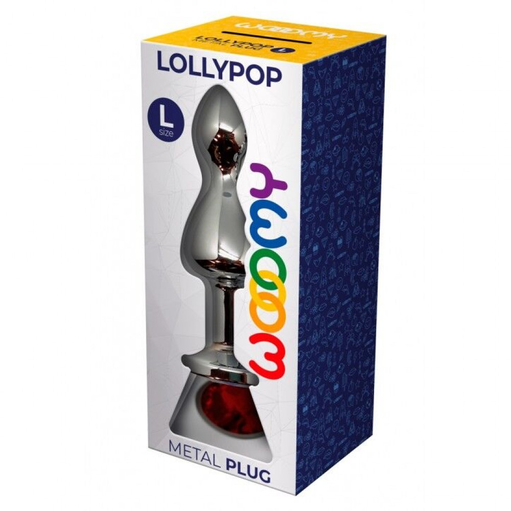 Анальная пробка - Металлическая анальная пробка Wooomy Lollypop Double Ball Metal Plug Red L диаметр 3,5, длина 10,5 с 2