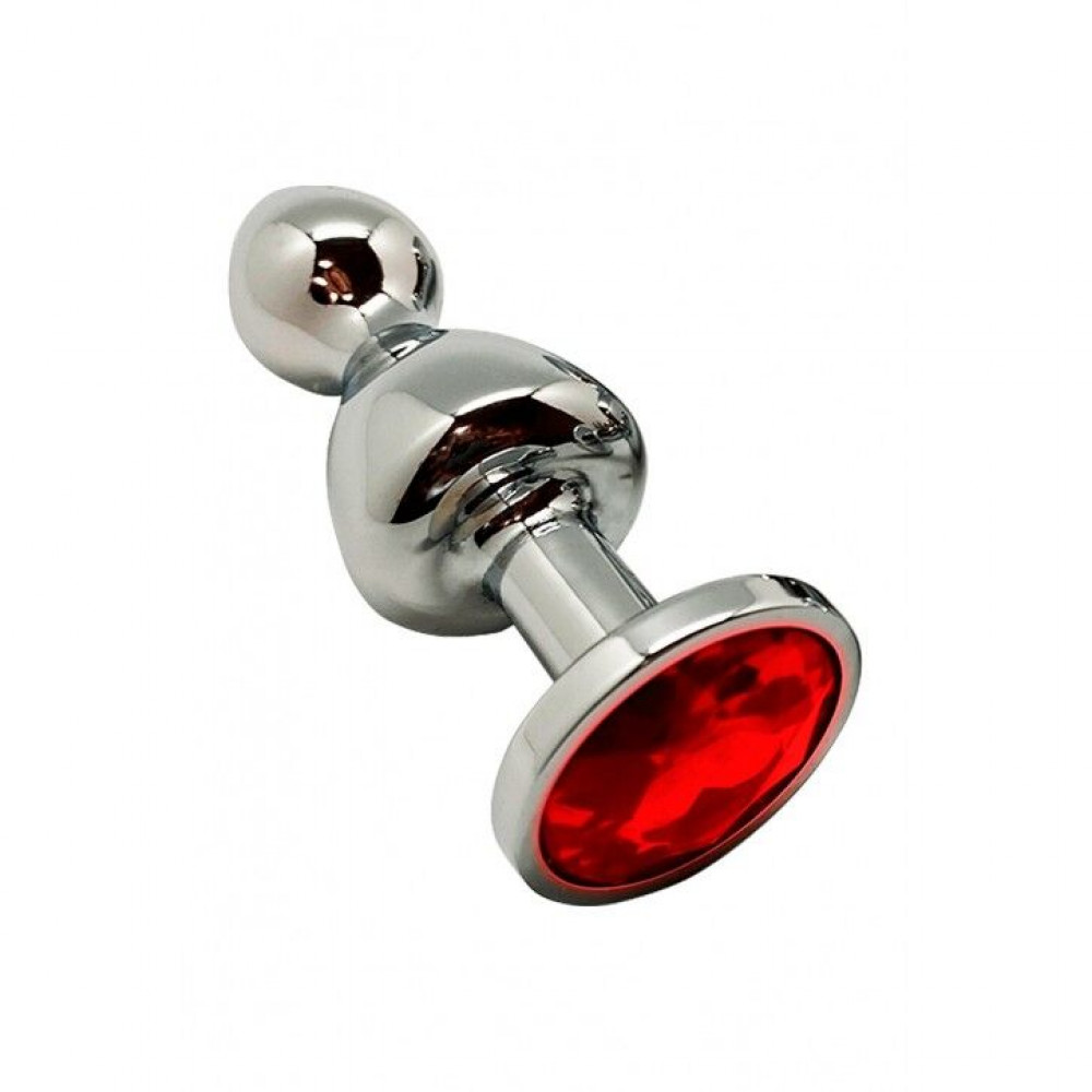 Анальная пробка - Металлическая анальная пробка Wooomy Lollypop Double Ball Metal Plug Red L диаметр 3,5, длина 10,5 с