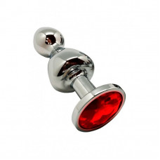 Металлическая анальная пробка Wooomy Lollypop Double Ball Metal Plug Red L диаметр 3,5, длина 10,5 с