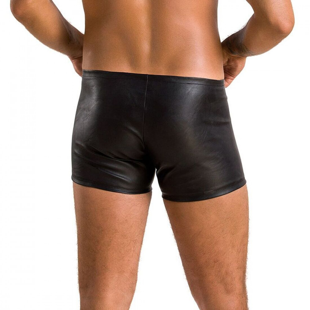 Стринги, трусы и шорты - Мужские кожаные боксеры с молниями Passion 049 Short Matt L/XL Black 5