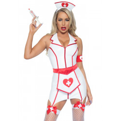 Виниловый костюм медсестры Leg Avenue Vinyl ER Hottie S, платье, фартук, манжета, головной убор