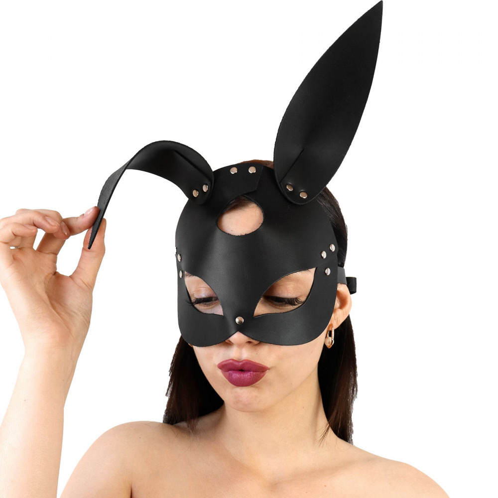Маски - Кожаная маска Зайки Art of Sex - Bunny mask, цвет Черный