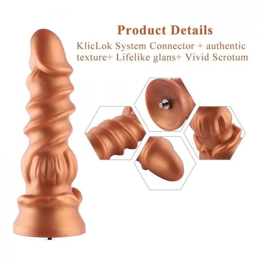  - Силиконовый дилдо Hismith Spiral Grain Silicone Dildo Monster Series 2