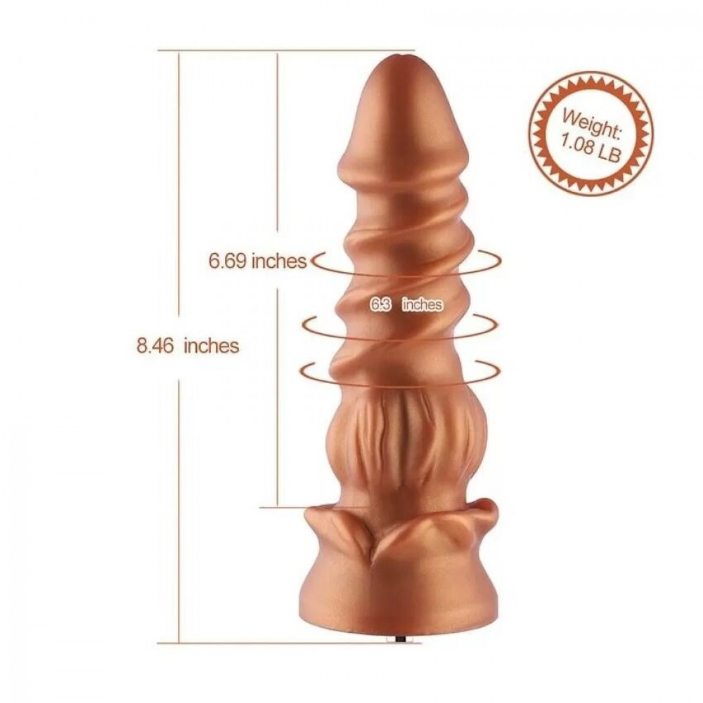  - Силиконовый дилдо Hismith Spiral Grain Silicone Dildo Monster Series 1