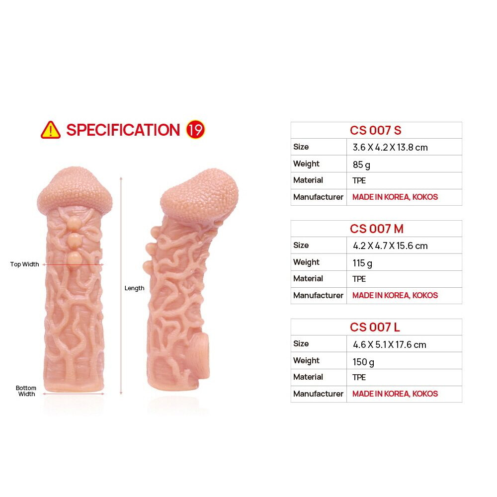 Эрекционные кольца без вибрации - Насадка на член Kokos Cock Sleeve CS 007 L 6