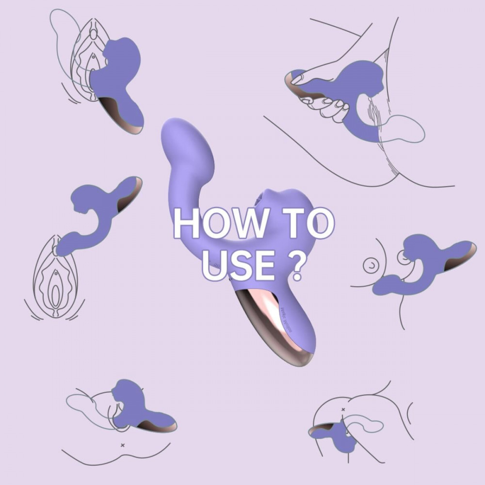 Вибратор-кролик - Смарт-вибратор Magic Motion Ponder Purple, двойная стимуляция, виброяйцо+язычок для клитора 8