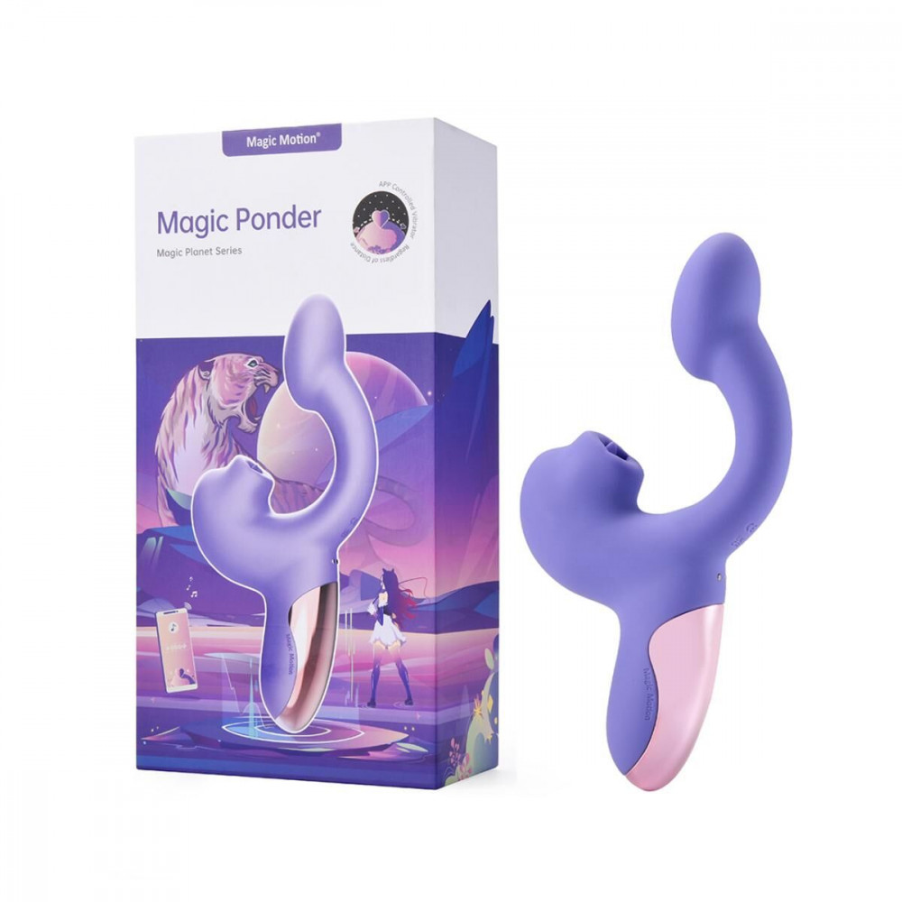Вибратор-кролик - Смарт-вибратор Magic Motion Ponder Purple, двойная стимуляция, виброяйцо+язычок для клитора 5