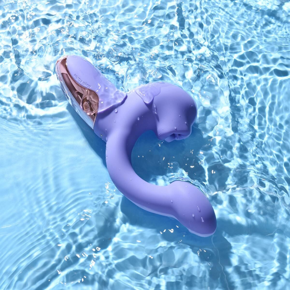 Вибратор-кролик - Смарт-вибратор Magic Motion Ponder Purple, двойная стимуляция, виброяйцо+язычок для клитора 7