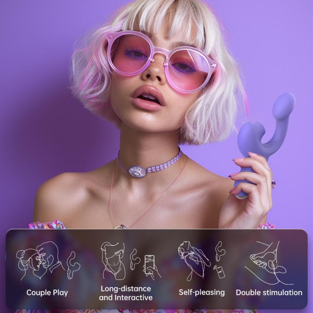 Вибратор-кролик - Смарт-вибратор Magic Motion Ponder Purple, двойная стимуляция, виброяйцо+язычок для клитора 10