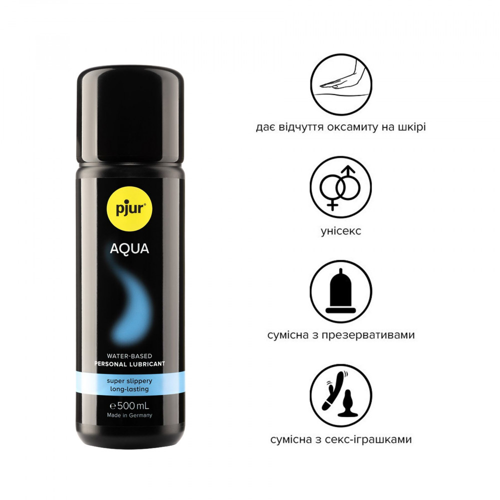 Смазки на водной основе - Лубрикант на водной основе pjur Aqua 500 мл, эффект бархатистой кожи без прилипания 1