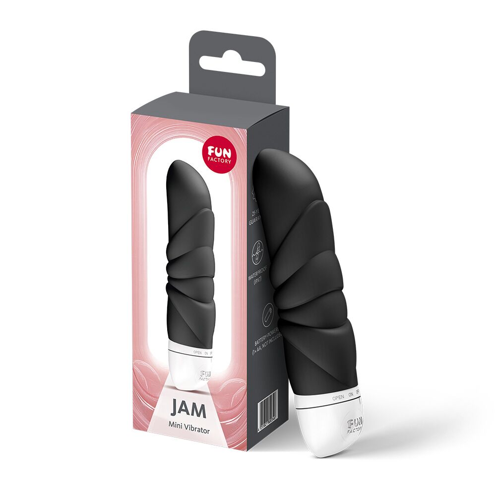 Вібропулі та міні-вібратори - Мінівібратор Fun Factory JAM Black, підходить для клітора, рельєфний 2