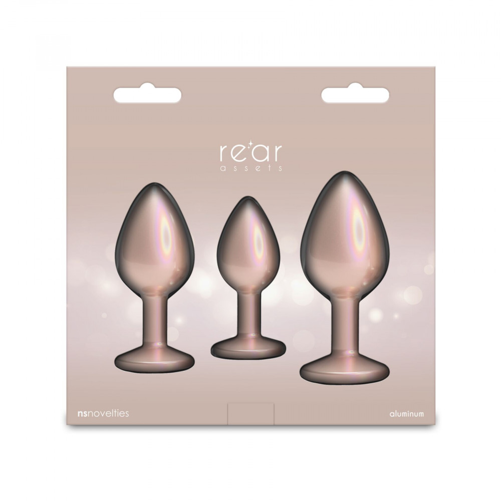 Анальні іграшки - Набір анальних пробок NS Novelties Rear Assets - Trainer Kit - Iridescent Champagne - Clear Gem 3