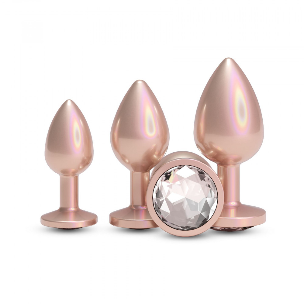 Анальні іграшки - Набір анальних пробок NS Novelties Rear Assets - Trainer Kit - Iridescent Champagne - Clear Gem