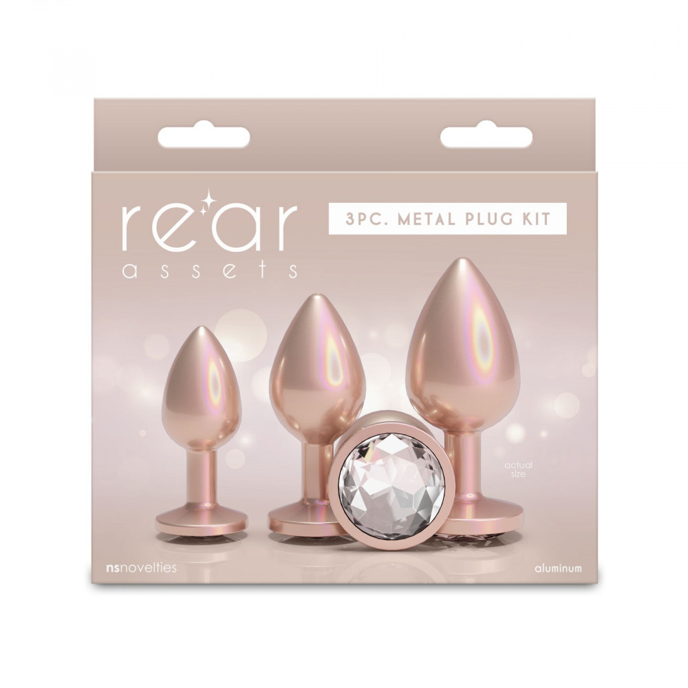 Анальні іграшки - Набір анальних пробок NS Novelties Rear Assets - Trainer Kit - Iridescent Champagne - Clear Gem 2