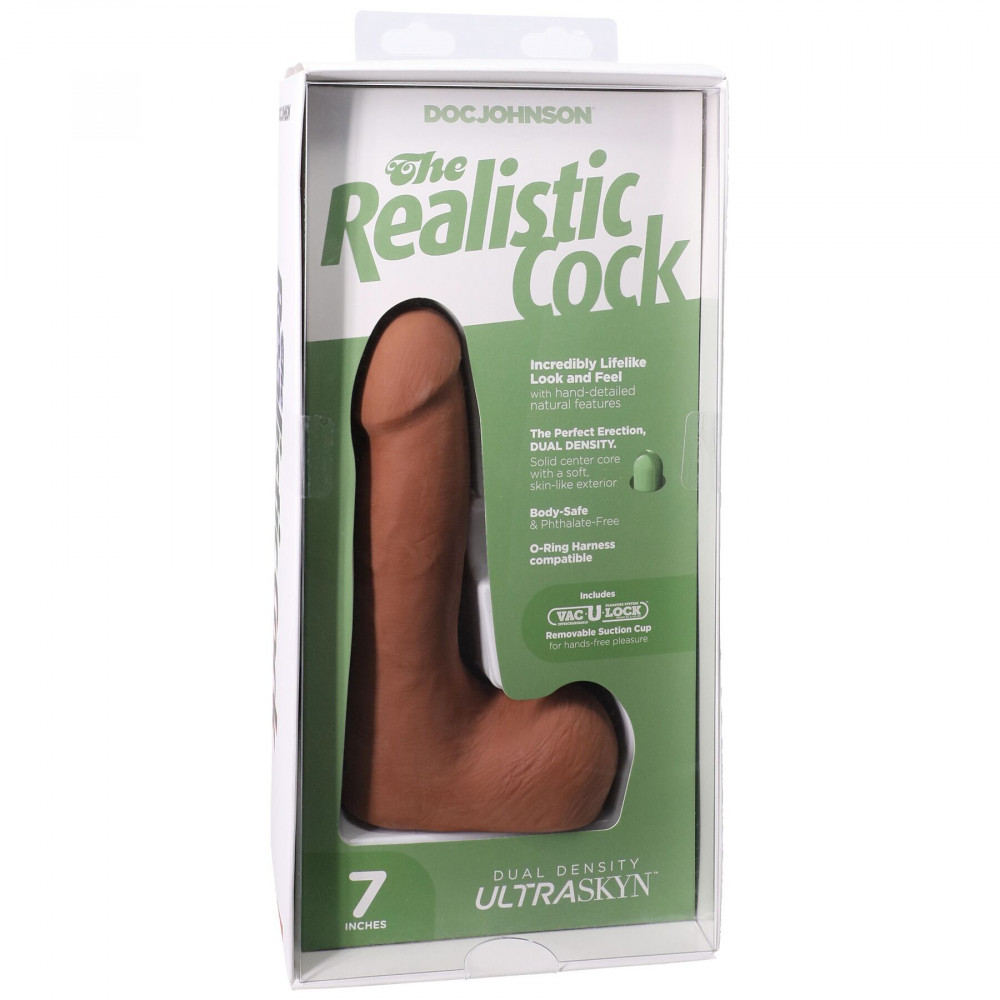 Фалоімітатор - Фалоімітатор Doc Johnson The Realistic Cock ULTRASKYN - 7 Inch with Balls Caramel 7