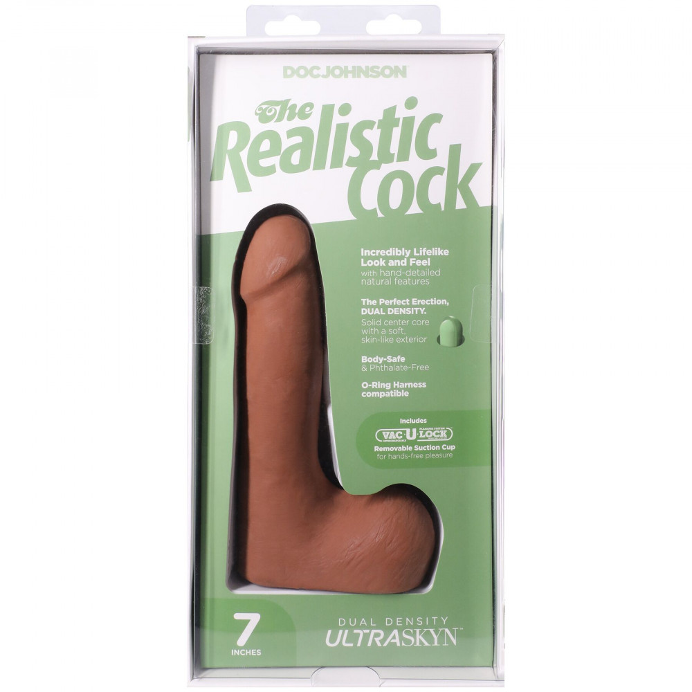 Фалоімітатор - Фалоімітатор Doc Johnson The Realistic Cock ULTRASKYN - 7 Inch with Balls Caramel 9