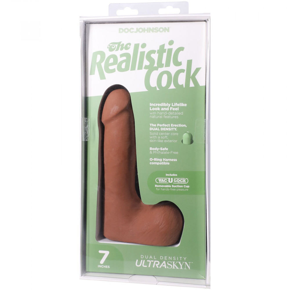 Фалоімітатор - Фалоімітатор Doc Johnson The Realistic Cock ULTRASKYN - 7 Inch with Balls Caramel 8