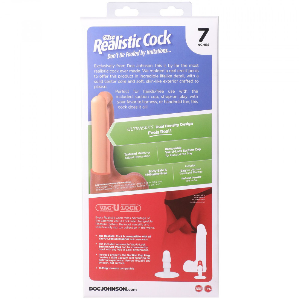Фалоімітатор - Фалоімітатор Doc Johnson The Realistic Cock ULTRASKYN - 7 Inch with Balls Caramel 10