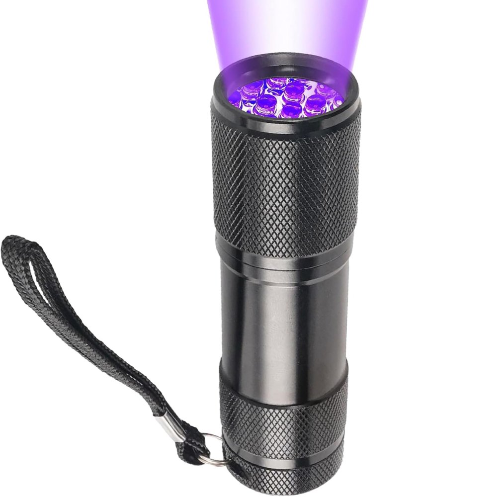  - Ультрафіолетовий світлодіодний ліхтарик, чорний, 8,7 × 2,5 см