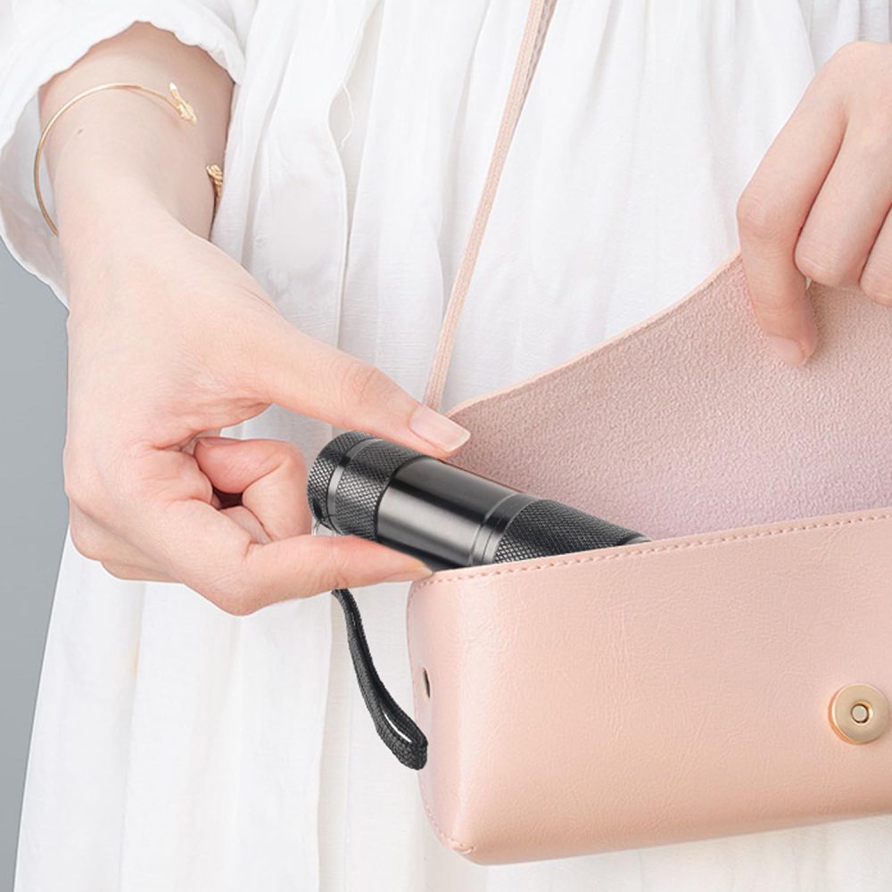  - Ультрафіолетовий світлодіодний ліхтарик, чорний, 8,7 × 2,5 см 4